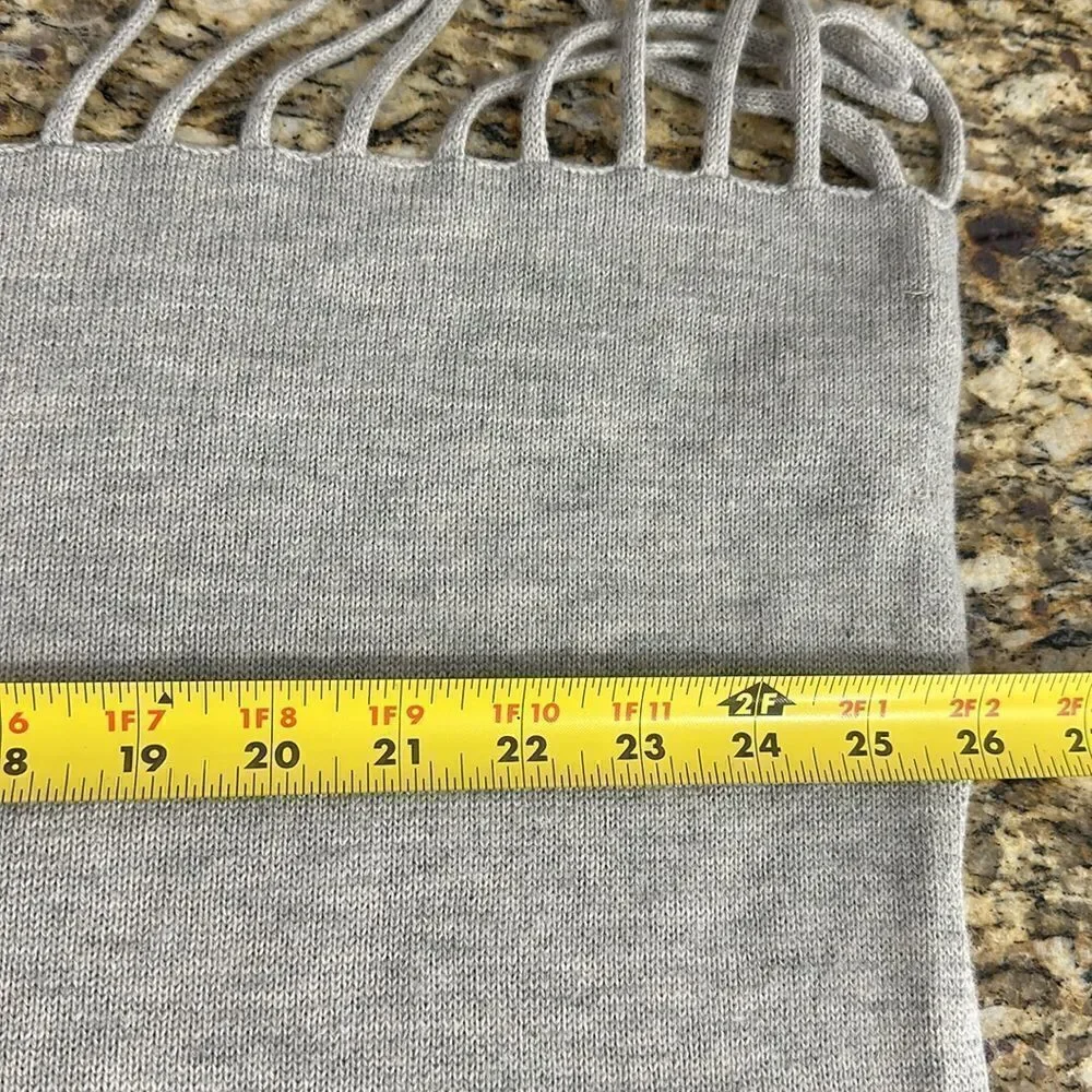 Banana Republic Light Gray Fringe Trim Wool Blend Classic Scarf